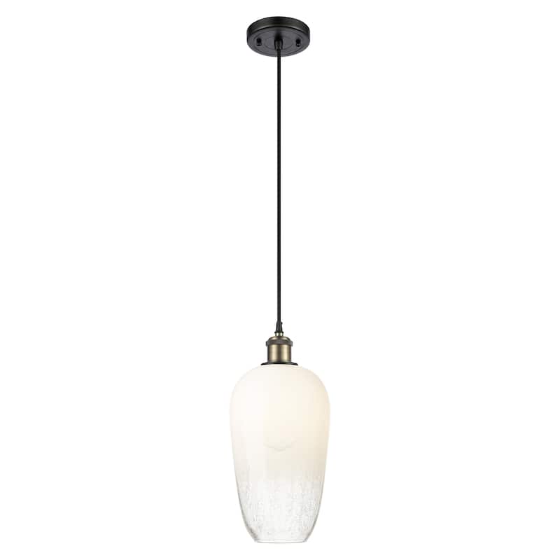 Innovations Lighting Endless Possibilities Ballston - Brookhaven Flute - 1 Light 7" Cord Hung Mini Pendant - Black Antique Brass/Opal