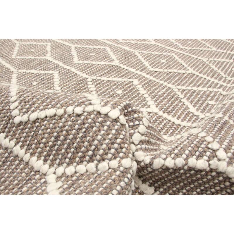 ECARPETGALLERY Braid weave Sienna Brown Wool Rug - 6'0 x 9'4