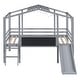 preview thumbnail 10 of 8, Elegant Twin Size Loft Bed with Ladder and Slide, House Bed with Blackboard and Light Strip on the Roof, Safety & Fun, Grey