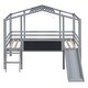 preview thumbnail 9 of 33, Twin Size Loft Bed with Ladder, Slide, Blackboard and Light Strip, Fun House Bed Design Stylish and Easy to Assemble, Grey