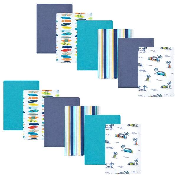 slide 1 of 1, Hudson Baby Infant Boy Cotton Flannel Burp Cloths Bundle, Surfer Dude, One Size - Surfer Dude - One Size One Size - Surfer Dude
