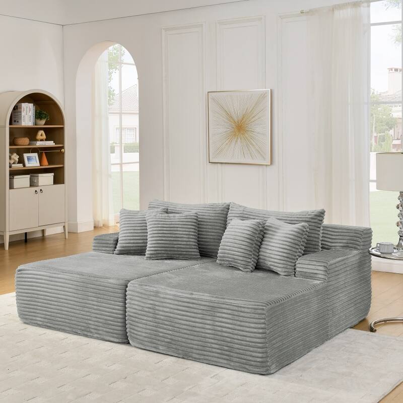 Compressed Two-seater Lazy Velvet Fabric Sofa Lounge Chair