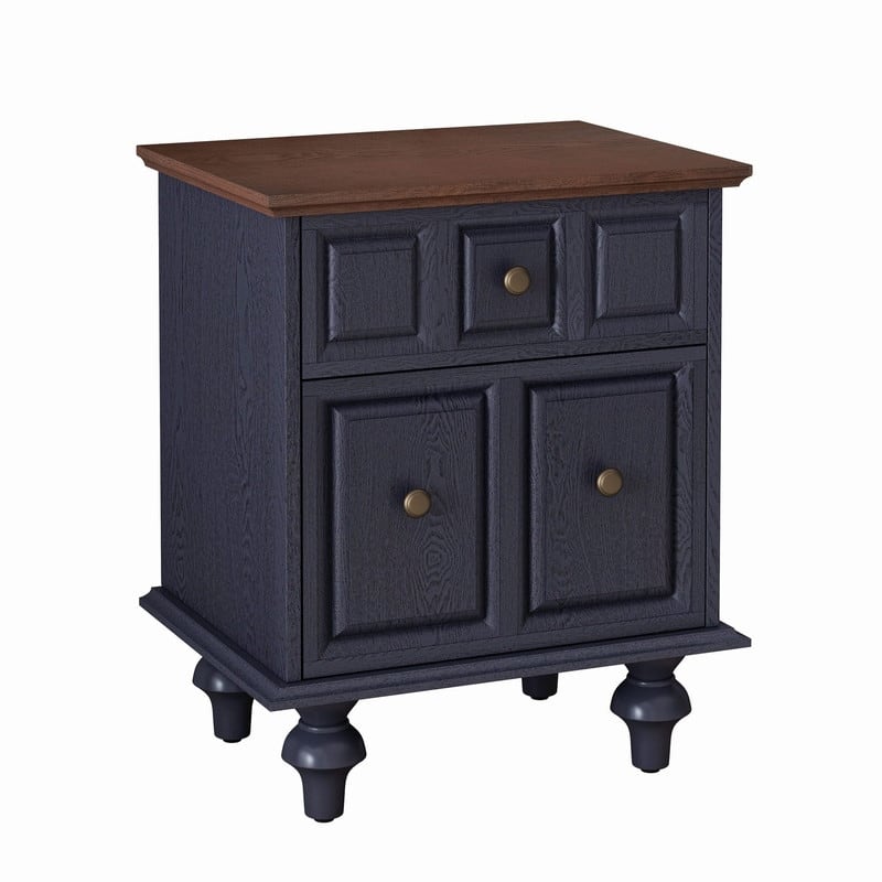 Vintage 2-Drawer Nightstand with Solid Wood Legs for Bedroom Storage Organization
