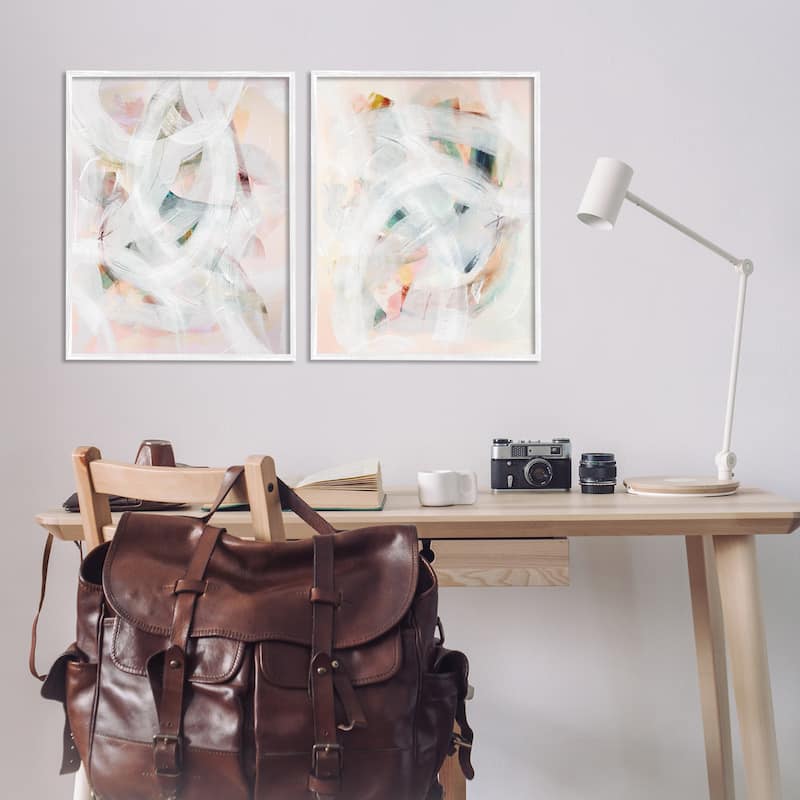 Stupell Subtle & Soft Abstraction Framed Giclee Art Design By Gemma Bardot (Set of 2)