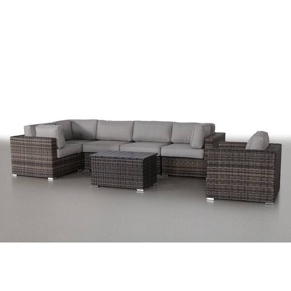 LSI 7 Piece Rattan Sectional Seating Group with Cushions Bed Bath & Beyond 36874642