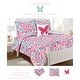preview thumbnail 6 of 6, Watercolor Flutter Pink Floral Comforter Set With Butterfly Throw Pillow