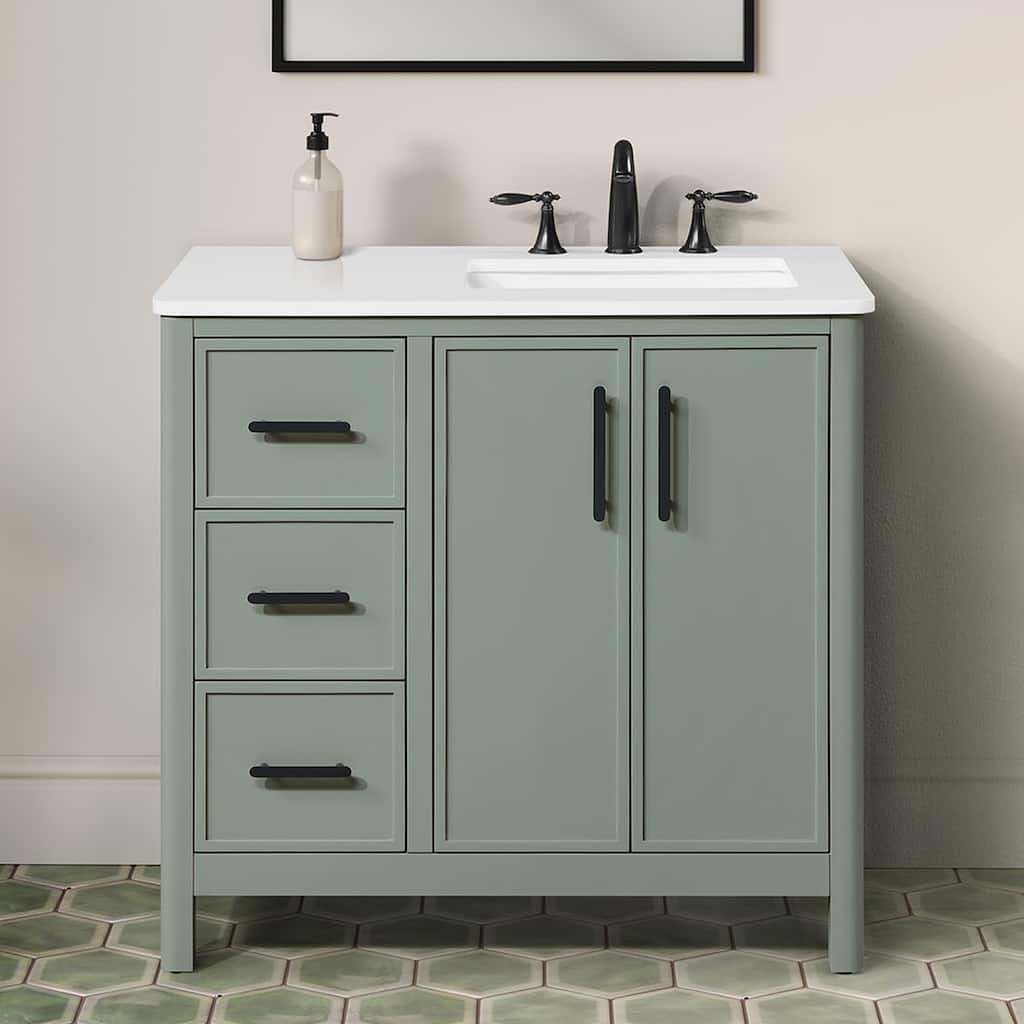 OVE Solas Bathroom Vanity with White Engineered Stone Top