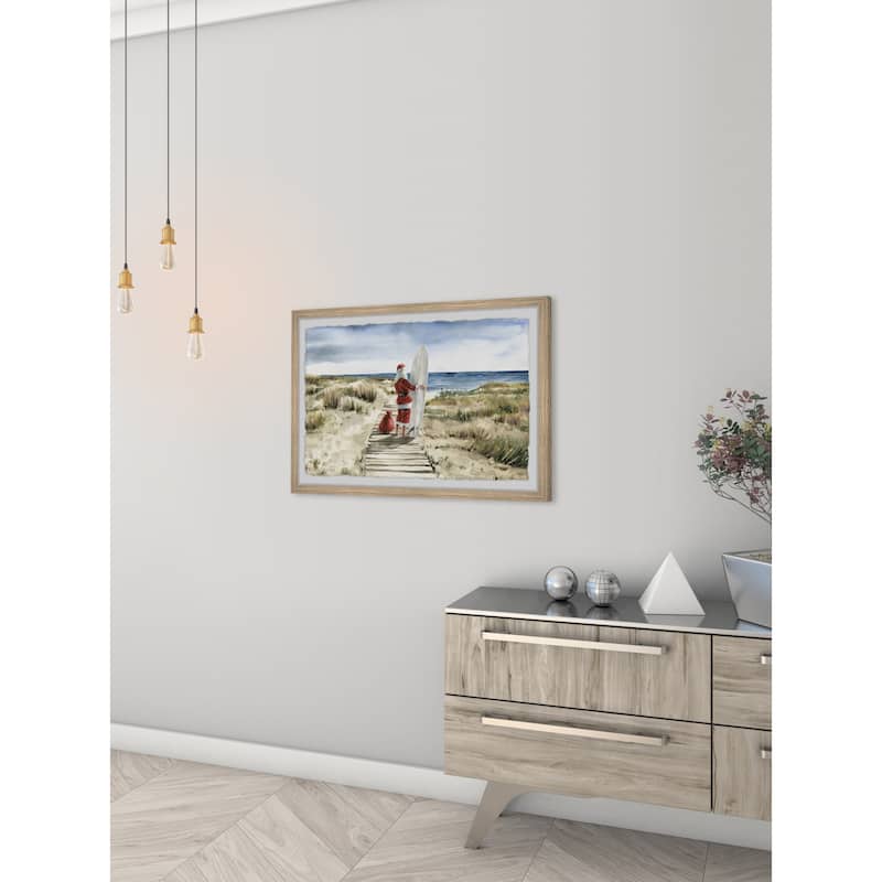 'Real Surfing Santa' Framed Painting Print
