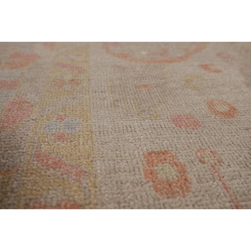 Beige Oushak Turkish Area Rug Hand-Knotted Wool Carpet - 8'9"x 11'10"