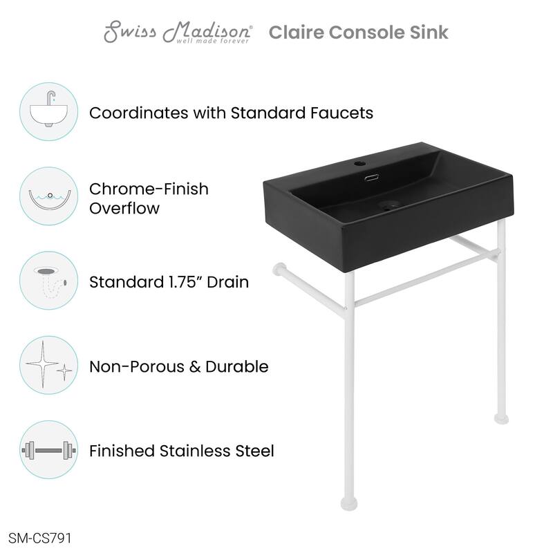 Swiss Madison SM-CS791 Claire 24" Rectangular Ceramic, Stainless Steel