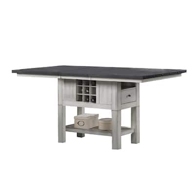 Rectangular Storage Counter Height Table in Antique White and Gray
