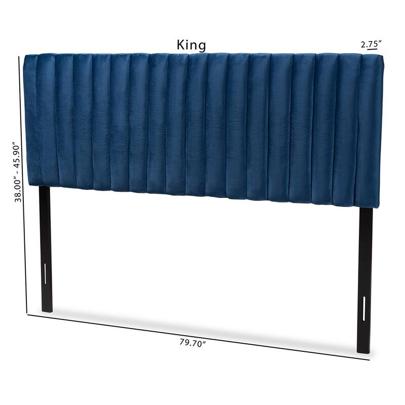 Emile Contemporary Channel-tufed Upholstered Queen Headboard-Navy Blue