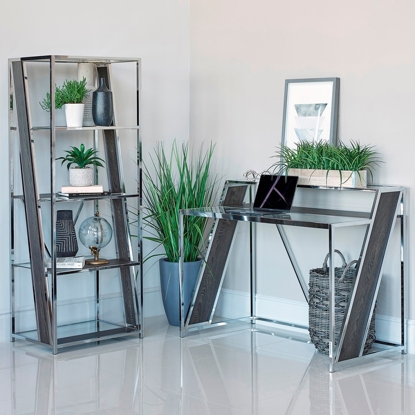 Modern Sleek Design Chrome and Glass Home Office Collection Desk
