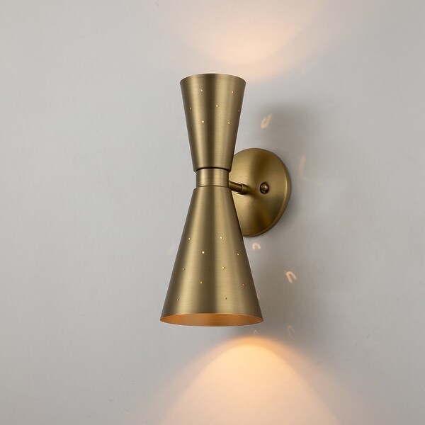 2 Light Modern Industrial Gold Nickel Cone Hourglass Bathroom Vanity Light Wall Sconce On Sale Bed Bath Beyond 39387431