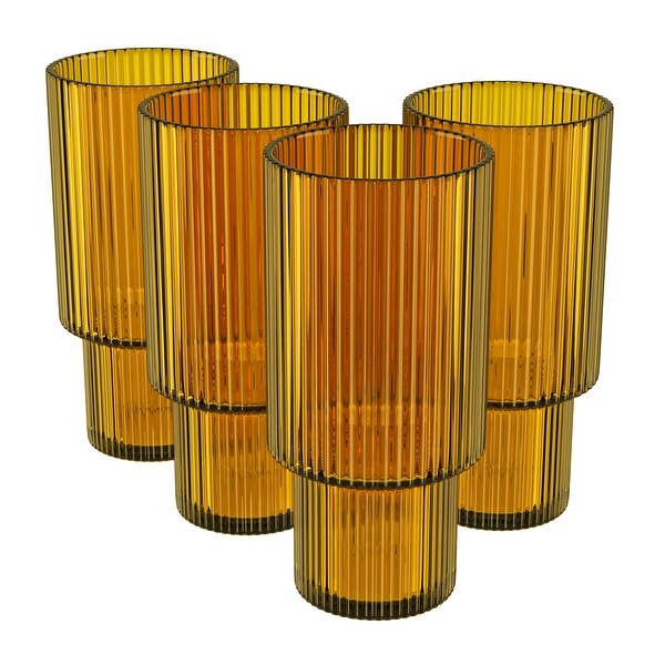 vintage atelier American Atelier Vintage Ribbed Fluted Glasses Set of 4 - On