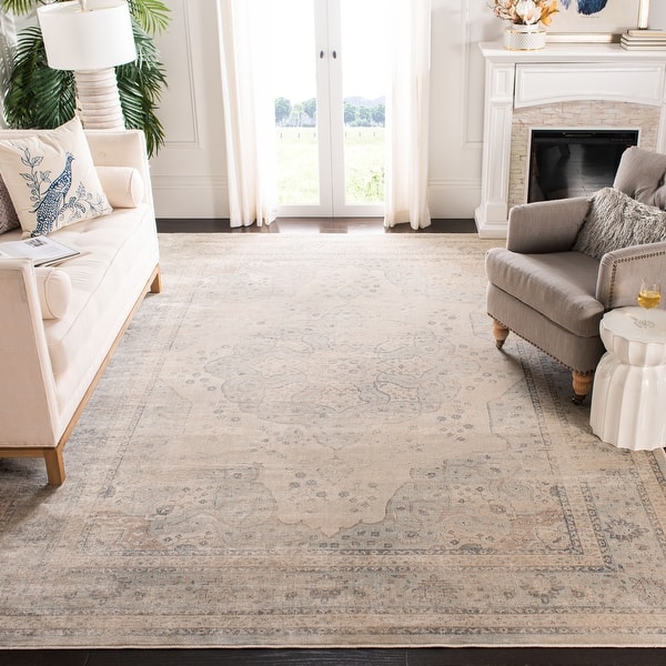 slide 2 of 59, SAFAVIEH Vintage Ritienne Oriental Distressed Viscose Rug 6'7" x 9'2" - Light Blue/Cream - Rectangle