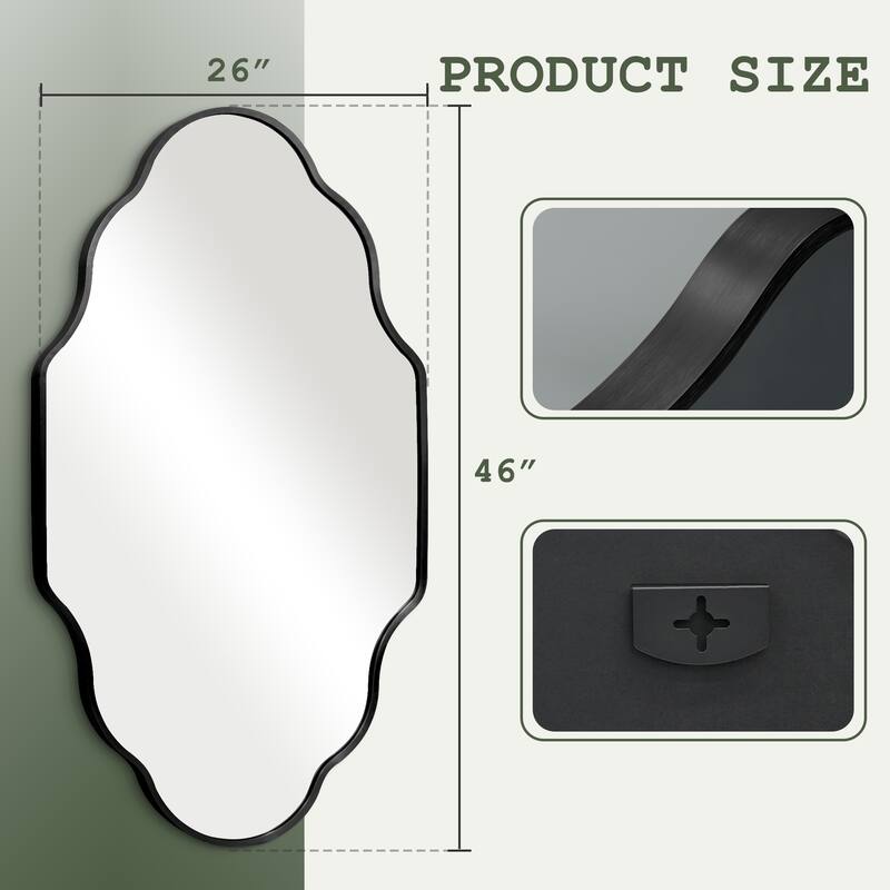 Scalloped Aluminum Alloy Framed Irregular Wall Mirror