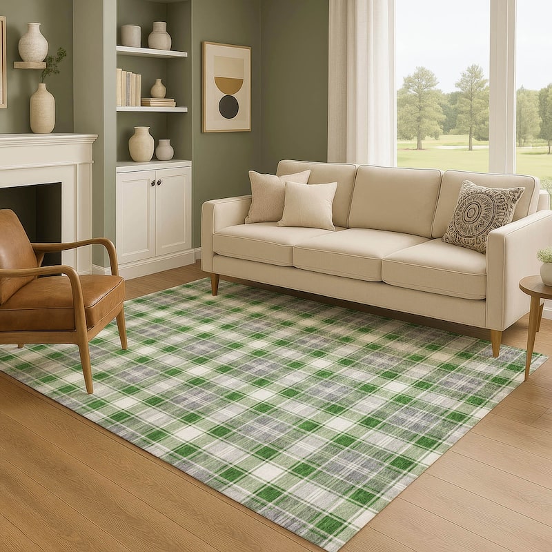 Premium Washable Super Soft Christmas Plaid Mayfield Rug - Green - 8' x 10'