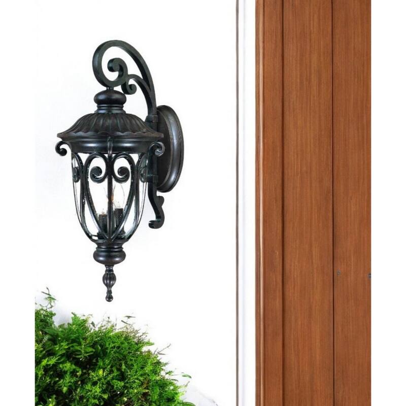 Glass Flush Wall Mount Light with 3 LED Bulbs and Seeded Shade - 14” x 11.25” x 27.5” (D x W x H)