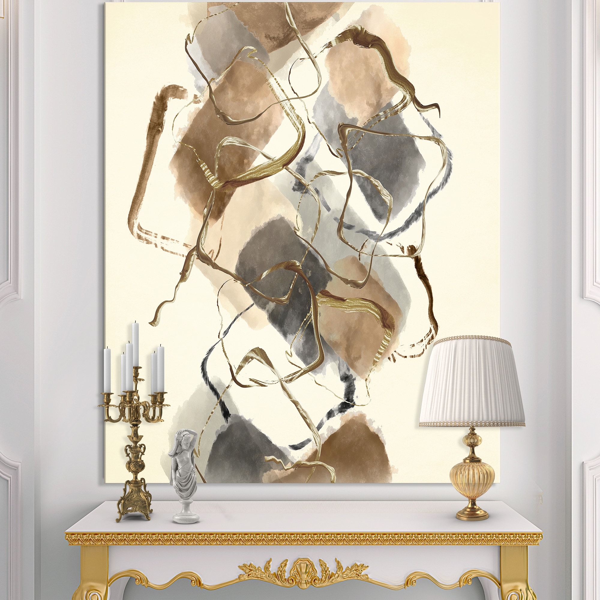Designart Gold Glam Squares Iii Modern Contemporary Premium Canvas Wall Art Brown Overstock 25705869
