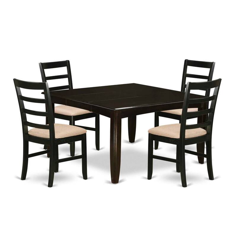 HomeStock 5-Piece Square Cappuccino Finish Solid Wood Top Dining table with 4-Chairs