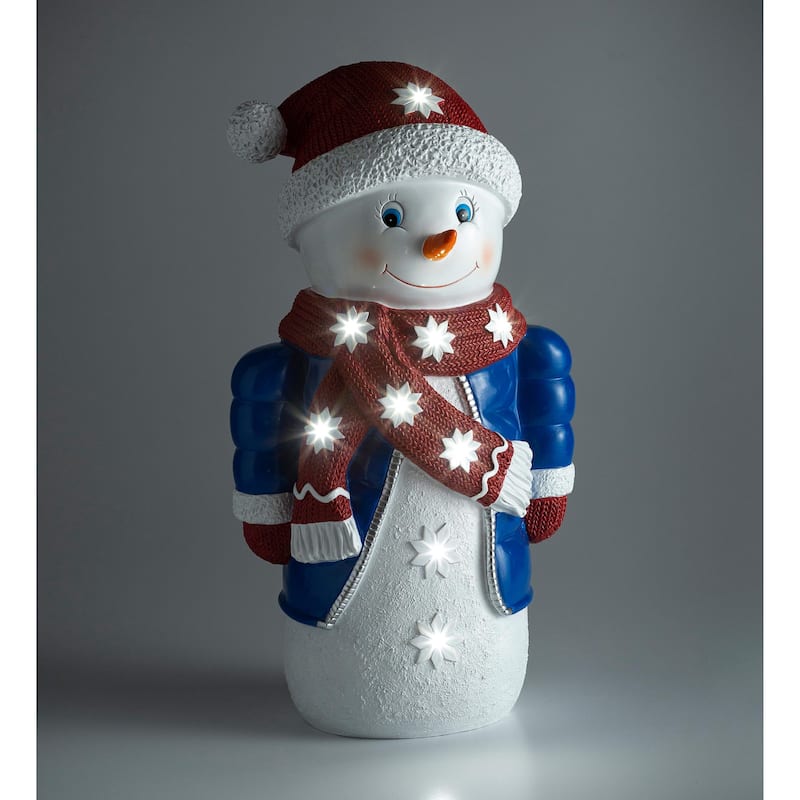 17.5 in. Snowman Shorty LED Resin Garden Statue - Multicolor