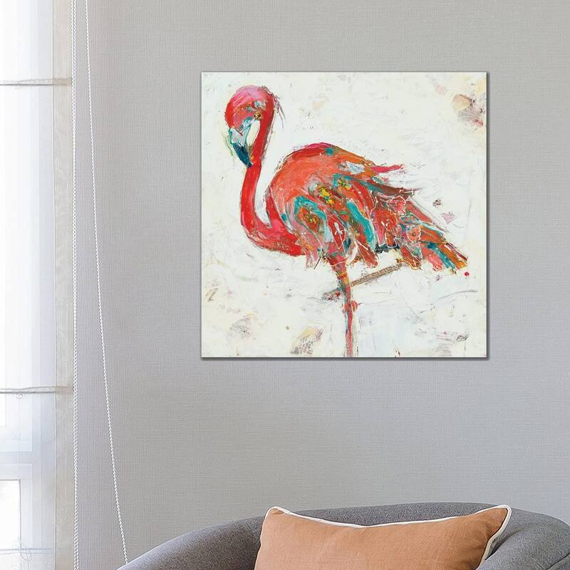 iCanvas "Flamingo on White" by Kellie Day Canvas Print - 26x26x1.5