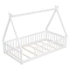 preview thumbnail 7 of 8, Twin Size Tent-Shaped Floor Bed with Guardrails, Teepee Design for Kids, Low Platform Frame with Slats, Easy Assembly, White