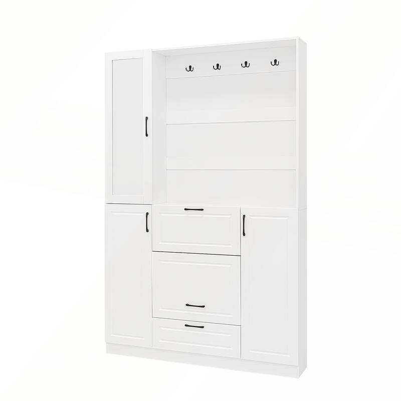 3-in-1 Entryway Bench with Integrated Shoe Cabinet and Foldable Seat for Entrance and Living Room