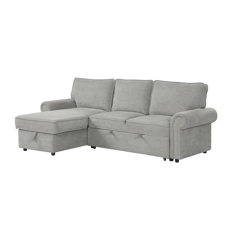 Roomfitters 95" Convertible Sectional Sleeper Sofa L-Shaped Couch with Storage Chaise and Pull Out Bed for Living Room