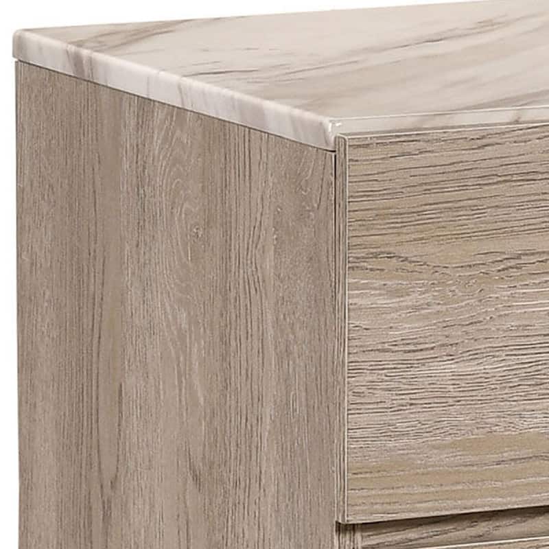 Cream 2 Drawer 15.35 in. W Nightstand with Angled Legs