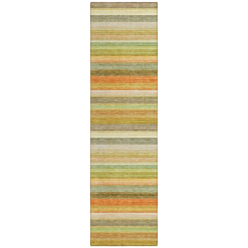 Machine Washable Indoor/ Outdoor Ombre Stripes Chantille Rug