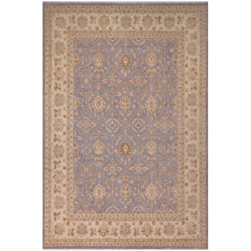 Bohemian Ziegler Anabel Gray Beige Hand-Knotted Wool Rug - 9'9'' x 13'7''