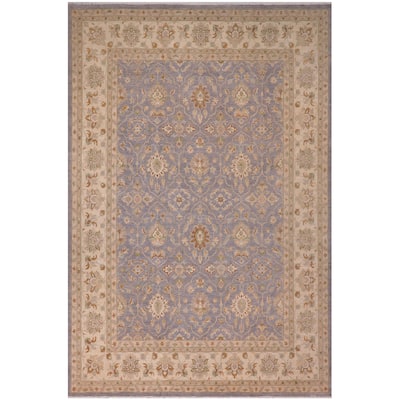 Bohemian Ziegler Anabel Gray Beige Hand-Knotted Wool Rug - 9'9'' x 13'7''