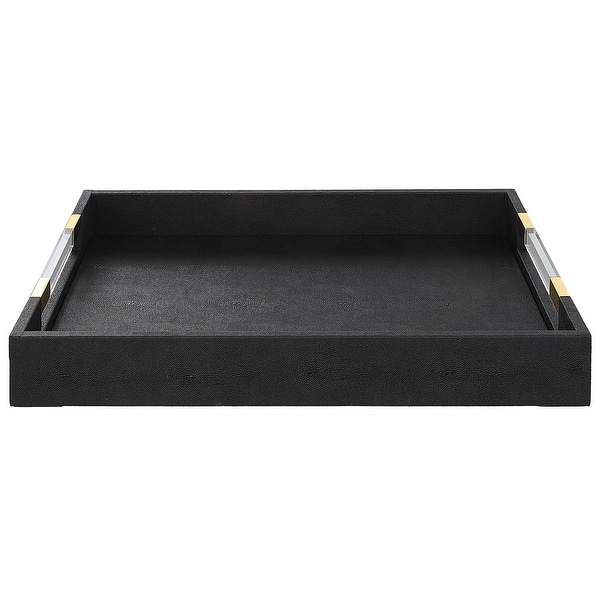 slide 2 of 12, Uttermost Wessex Shagreen Tray - 19 W x 2.625 H x 13.875 D (inches) Black