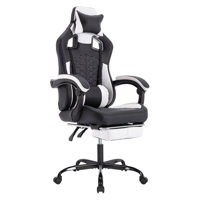 Adults with Footrest Swivel Video Game Chair - Black
