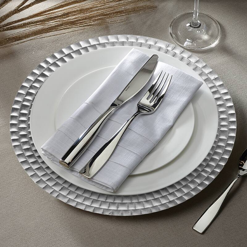 Linear Silver Charger Plate 13" Set of 12 - 13" Dia x 0.5" H