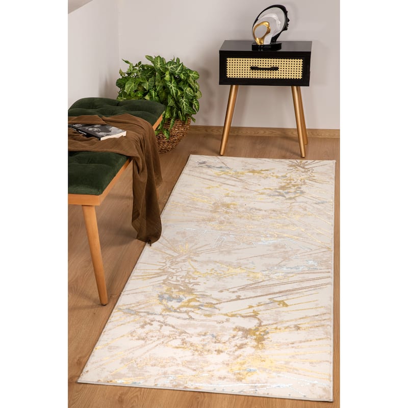 London Collection Cream/ Brown Abstract Area Rug