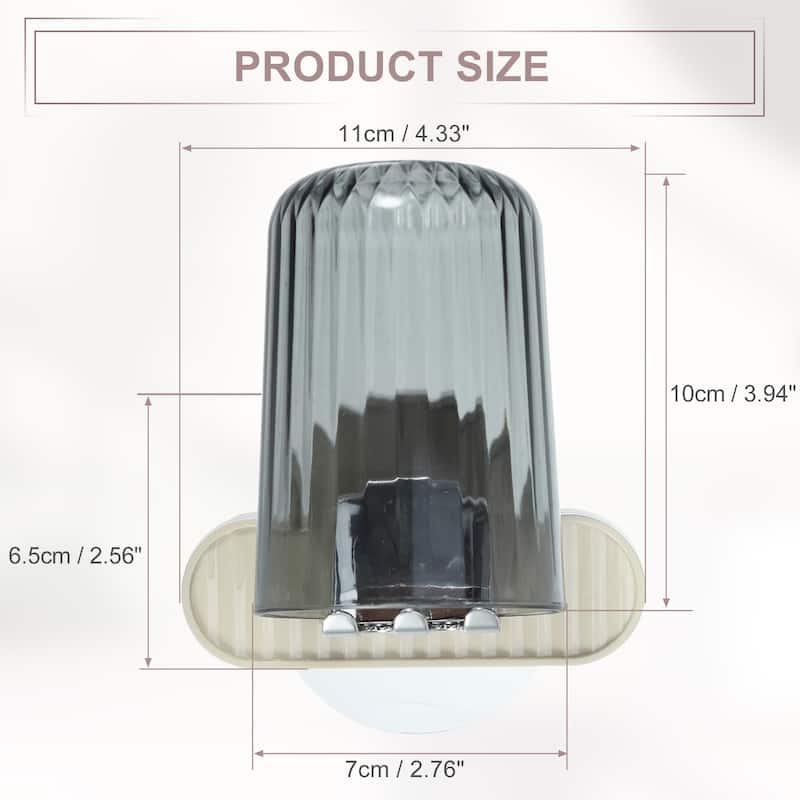 1 Set Wall Mounted Toothbrush Holder, Hanging Toothbrush Holder with Cup, Beige, 4.33"x2.56" - Beige