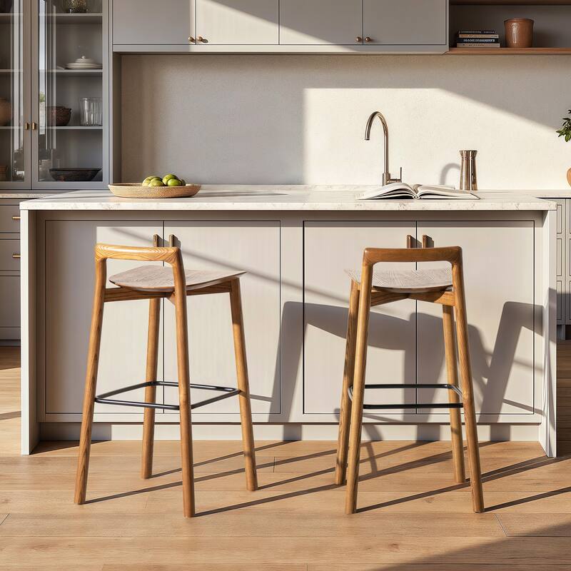 Sven 26.5" Minimalist Low Back Counter Stool - Single - Dark Walnut Brown - Bar Height