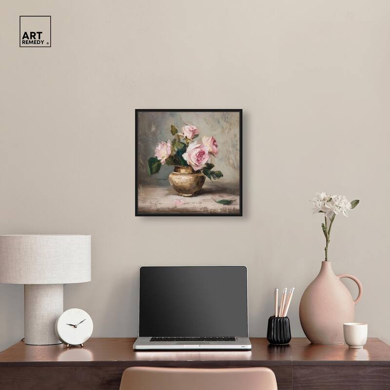 Pink Petals and Brass Canvas by Art Remedy