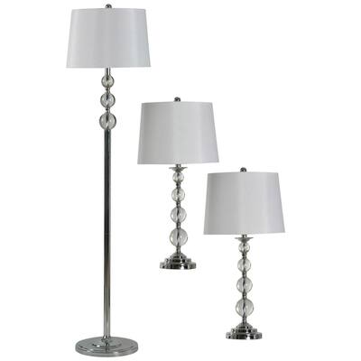 StyleCraft Chrome and Glass Accent Lamps (Set of 3)