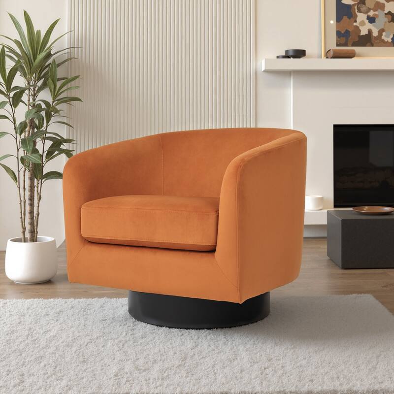 Modern Upholstered 360 degree Swivel Accent Arm Chair - 31" W × 29" D × 29" H - Orange