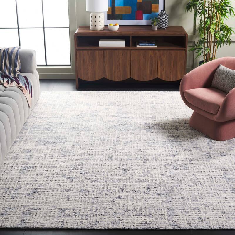 SAFAVIEH Handmade Ebony Marcijona Modern Contemporary Wool Rug - 8' x 10' - Ivory/Grey