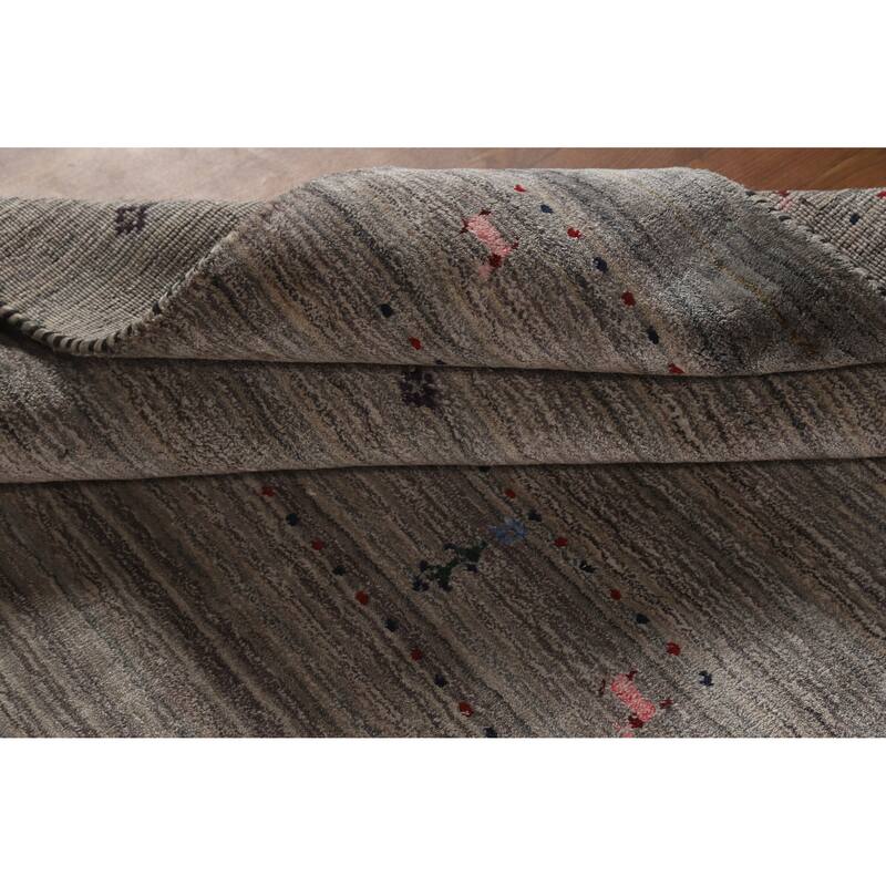 Hand Knotted Oriental 100% Wool Carpet Tribal Tribal Greys & Charcoal Gabbeh Area Rug - 5' 10'' X 4' 0''