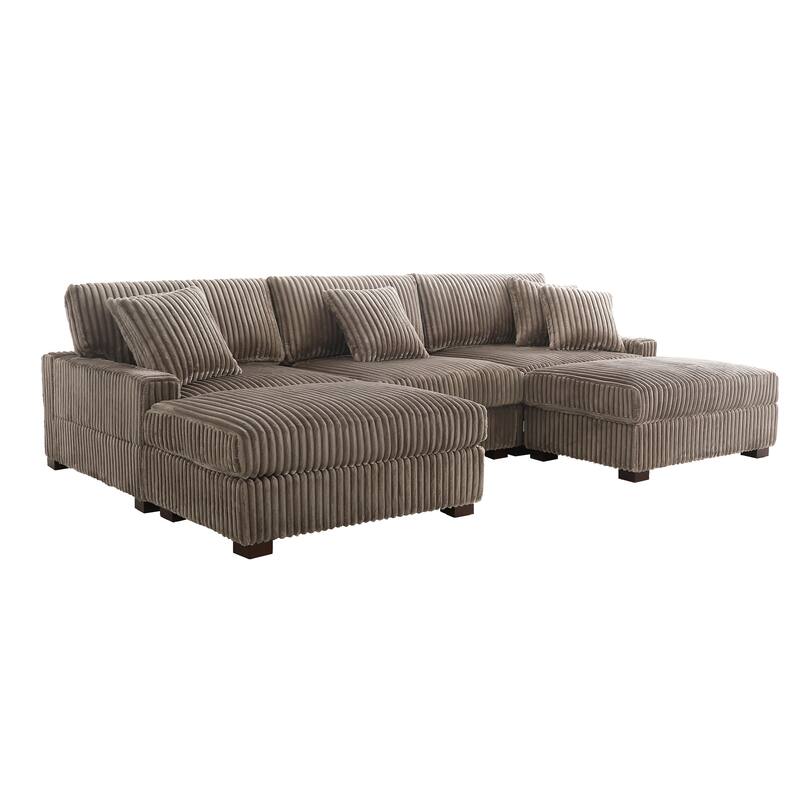 Modular Sectional Sofa Set with Adjustable Headrests and Ottomans