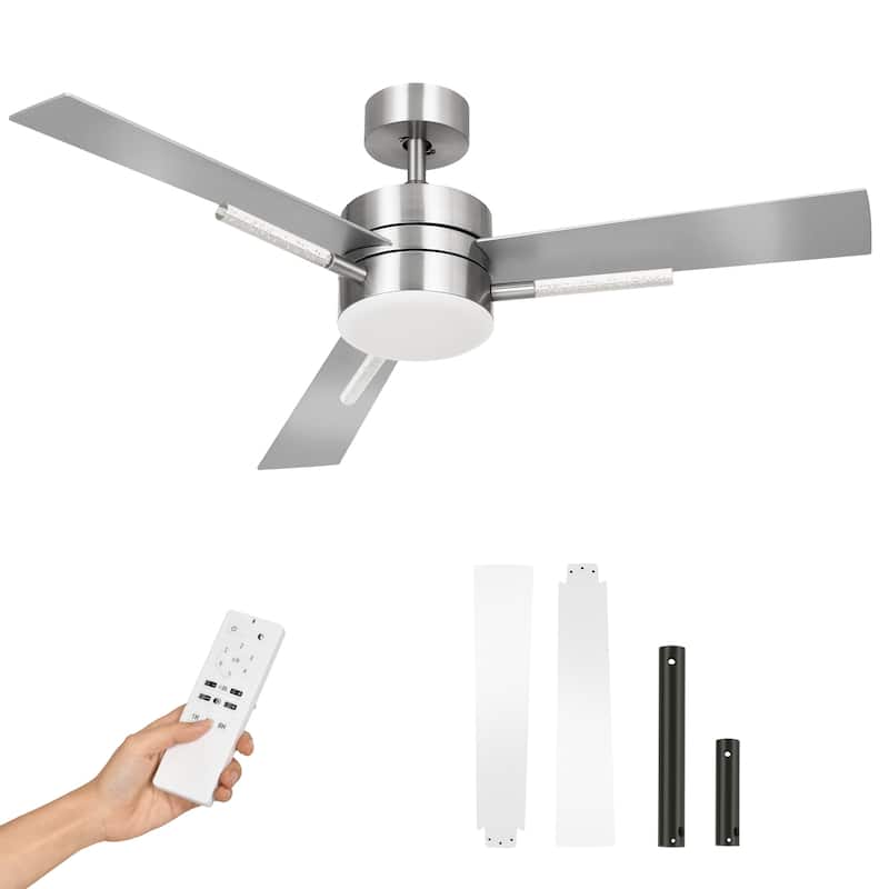 Modern 60 inch Ceiling Fan with Light and Remote Control - Silver