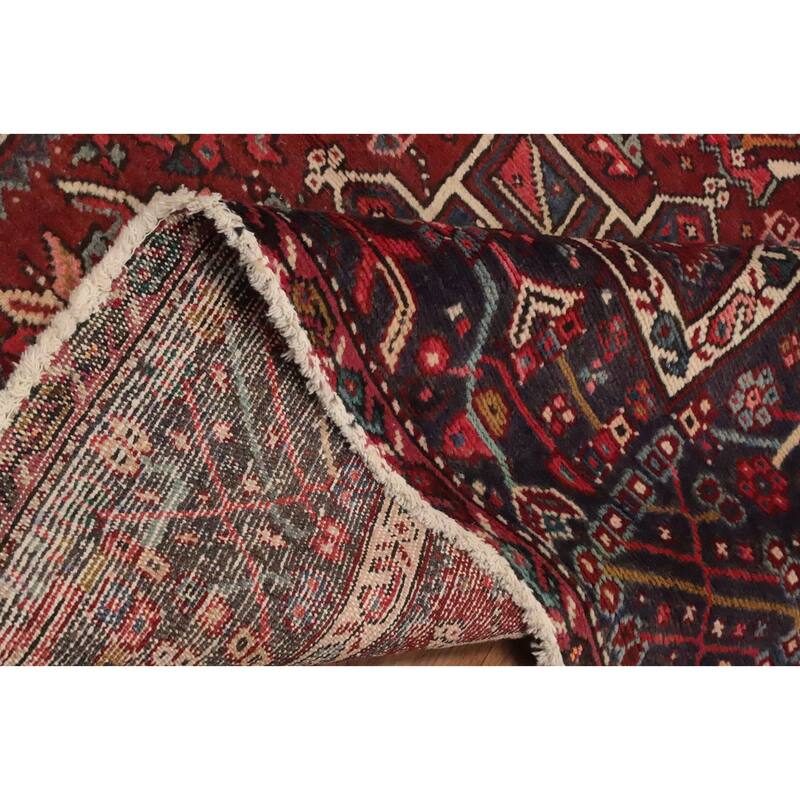 Hand Knotted Oriental 100% Wool Carpet Traditional Geometric Red Gharajeh Area Rug - 12' 11'' X 4' 9''