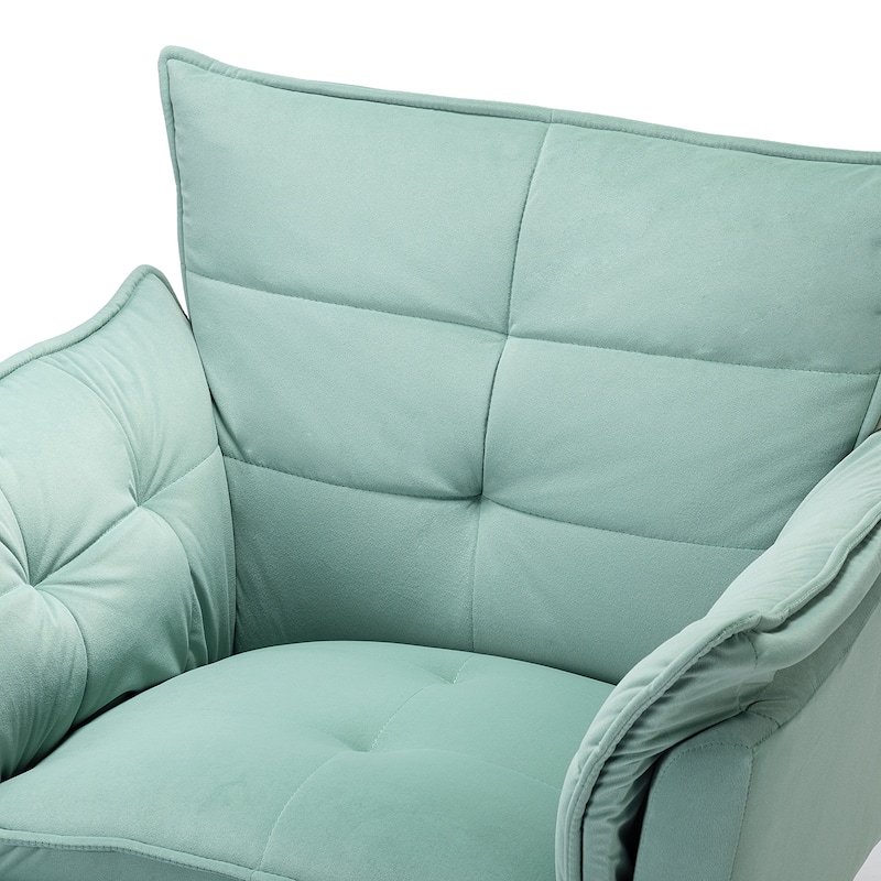 1ida Modern Velvet Tufted Padded Cushion Armchair with Golden Metal Legs by HULALA HOME