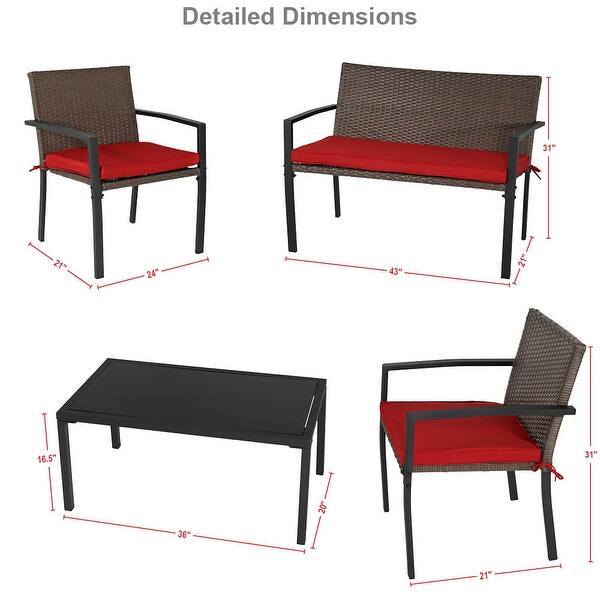 Shop Sunnydaze Kula 4 Piece Wicker Rattan Patio Furniture Lounger